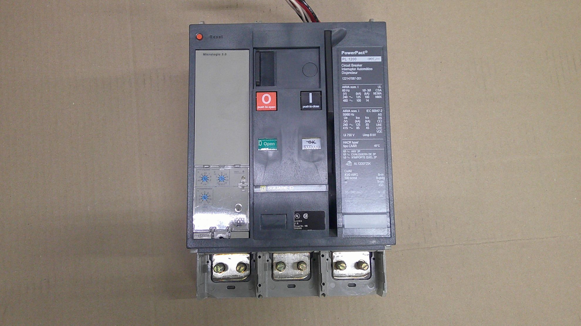 Picture of Square D PowerPact PL1200 Circuit Breaker 1200 Amp 600 Volt AC M/O F/M