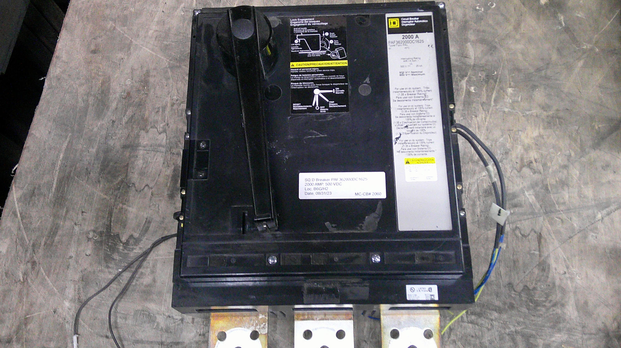 Picture of Square D PAF362000DC1625 Circuit Breaker 2000 Amp 500 Volt DC M/O F/M