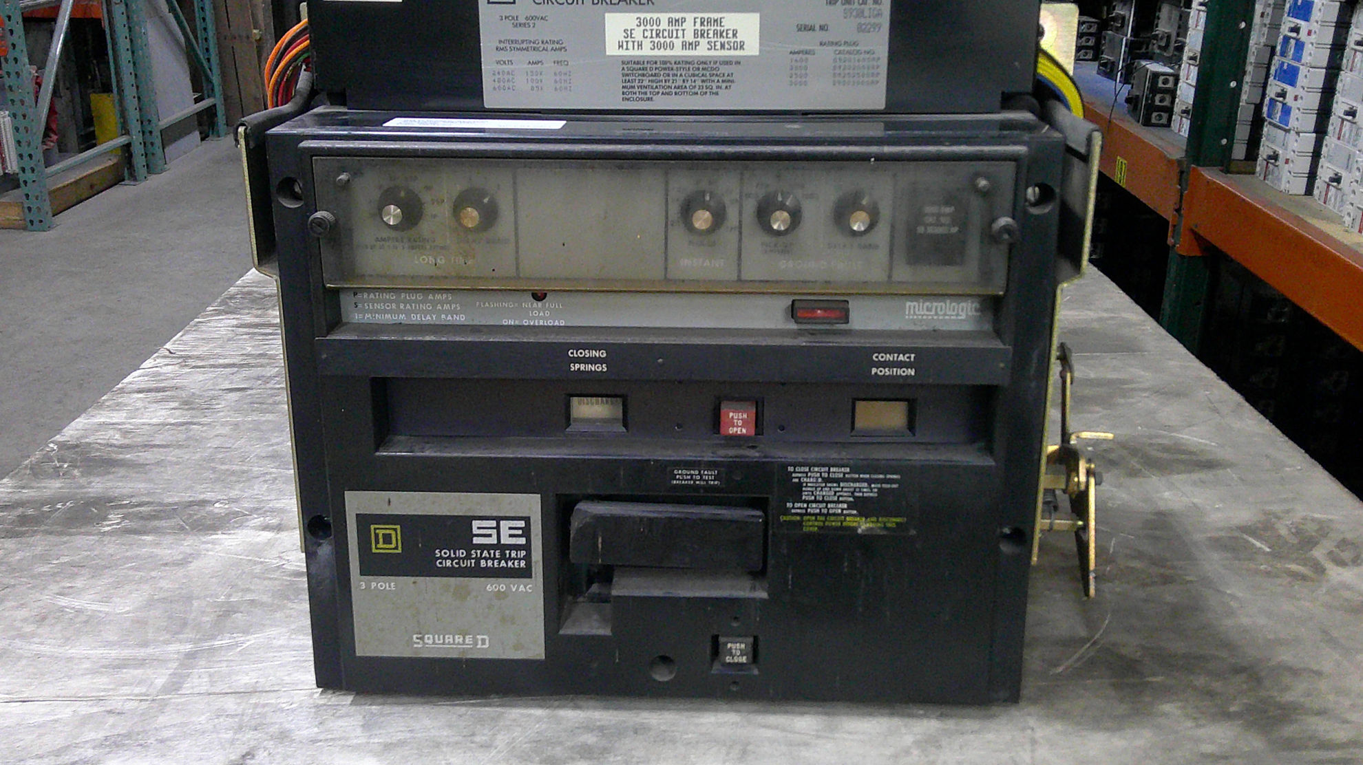 Picture of Square D SEFG30 Solid State Trip Circuit Breaker 3000 Amp 600 Volt AC M/O F/M